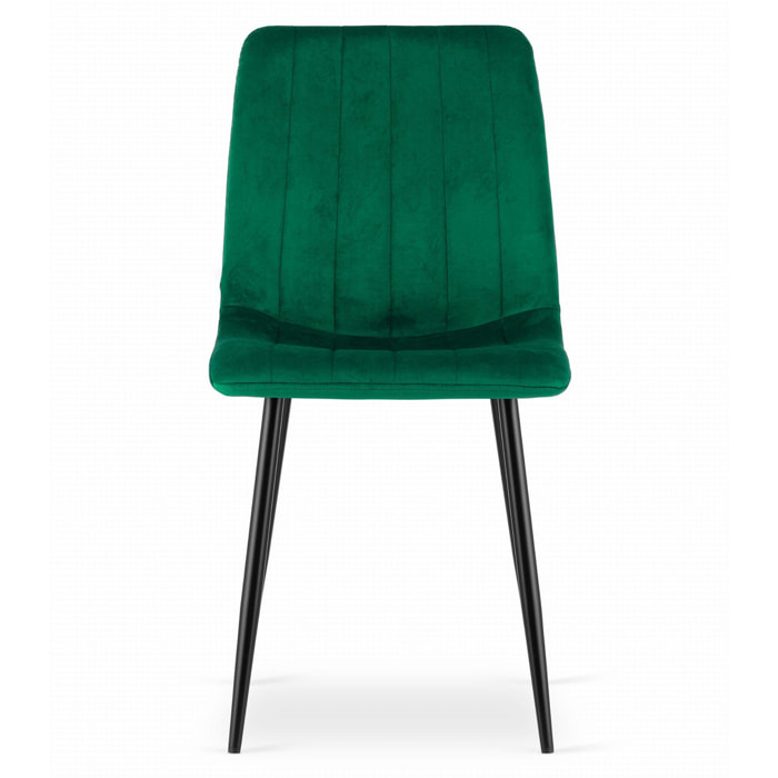 Sedia Lava in velluto verde scuro con gambe in metallo nero