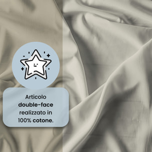 COMPLETO LETTO NATURAL COLOR, 100% Cotone, Made in Italy - TORTORA/PANNA