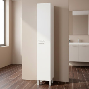 Colonna Armadio Da Bagno Con Doppia Anta E 4 Ripiani Mobile Alto Salvaspazio In Melaminico Chiusura Ammortizzata 30 x 25 x 182 Cm Bianco Lucido