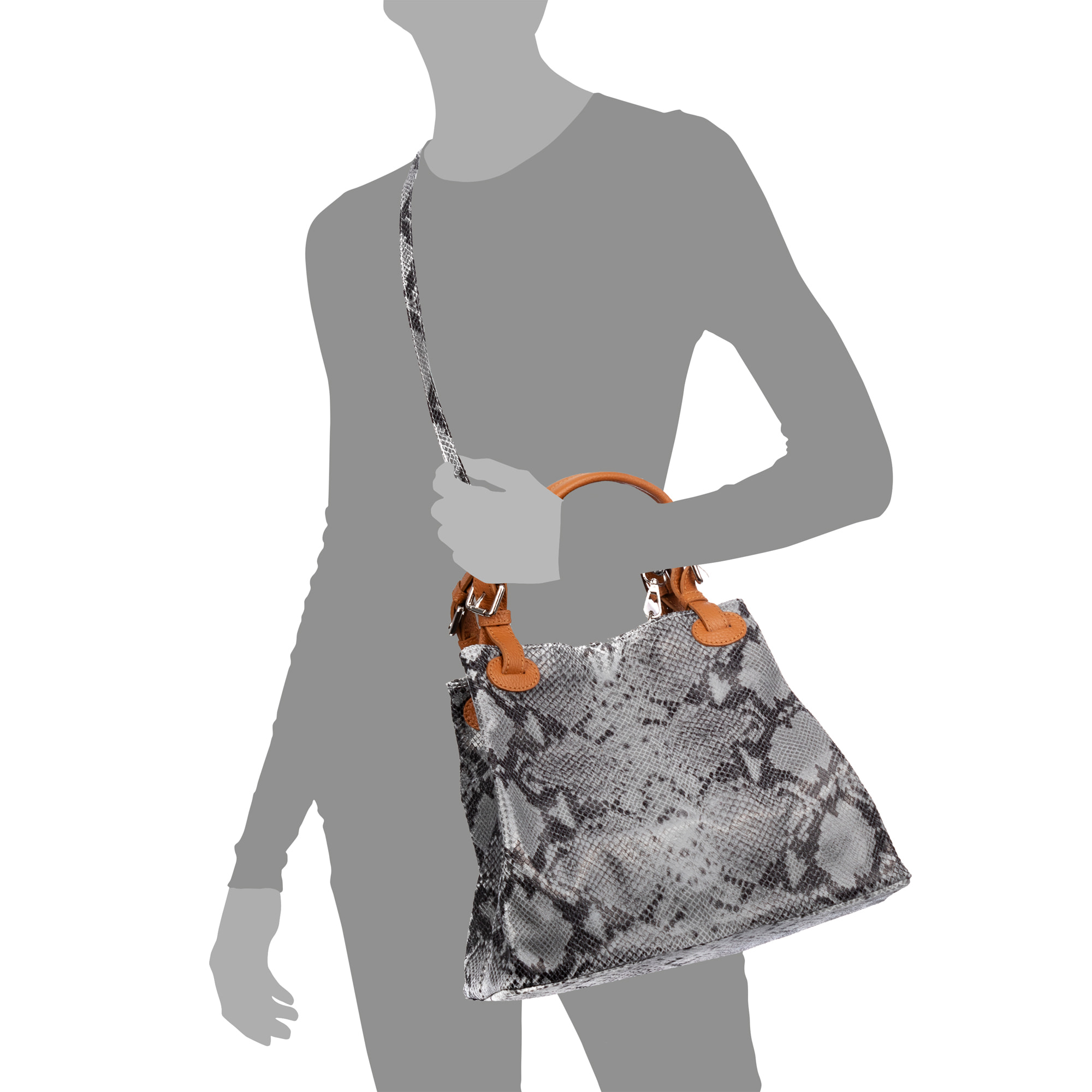 Emanuela Borsa tote Donna. Pelle autentica Camoscio Python Dollaro.