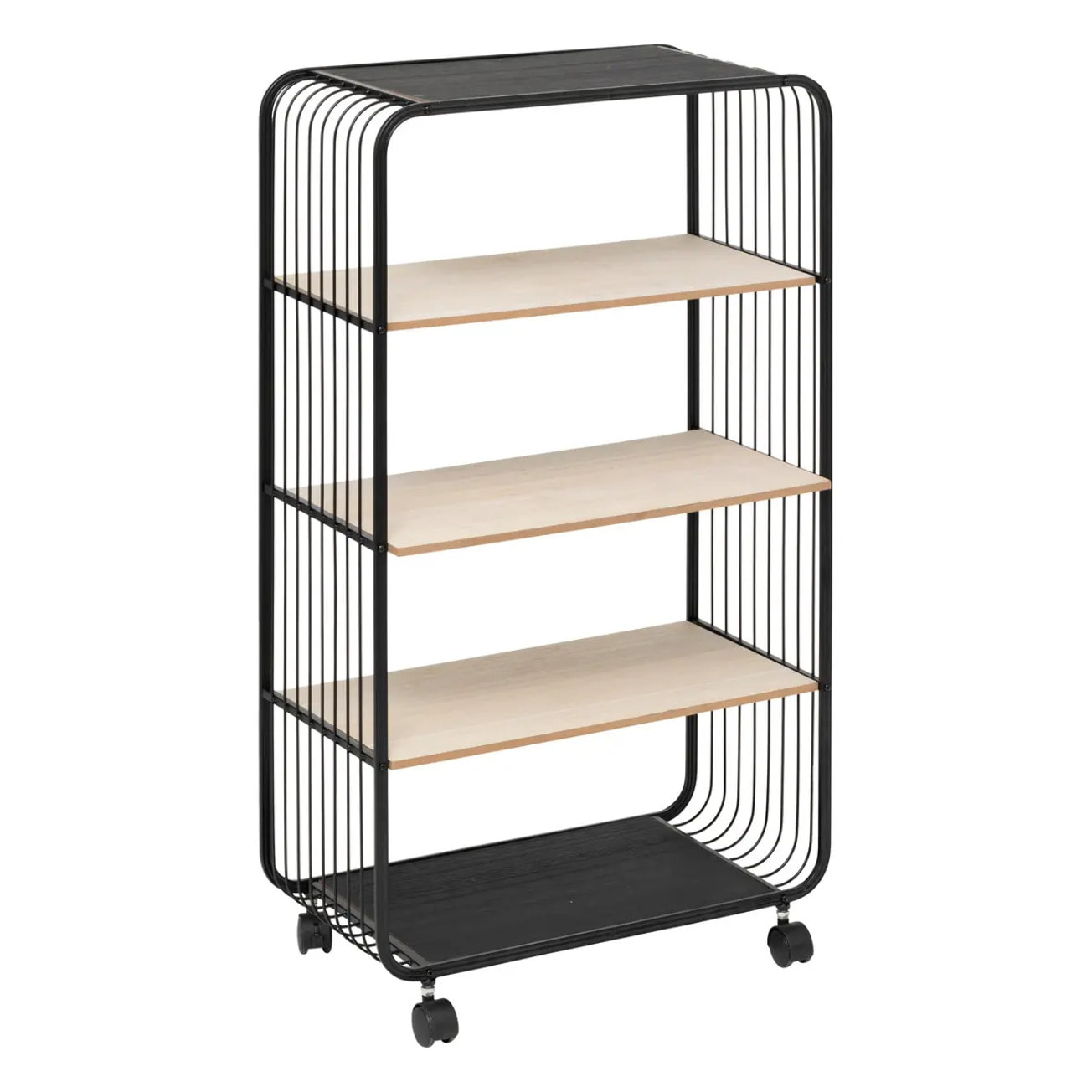 Étagère 4 niveaux en métal et bois noir