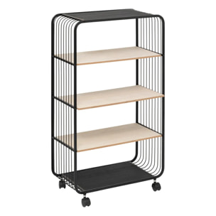 Étagère 4 niveaux en métal et bois noir
