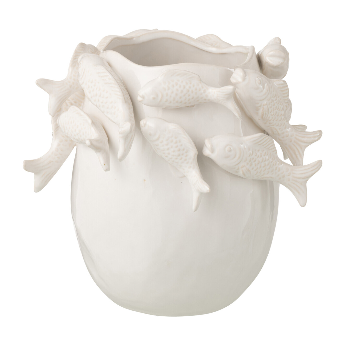 J-Line Vase Poisson - céramique - écru - small