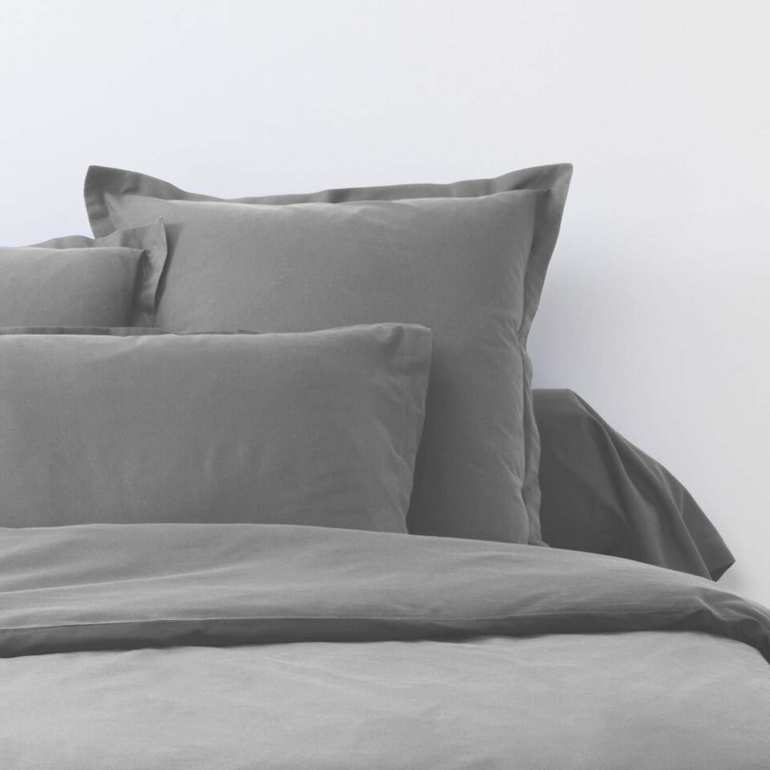 Parure De Drap 3pcs et Drap Housse 90x190cm Coton 57fils/cm2 Anthracite