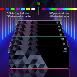 Alfombrilla Gaming Onikuma con luces LED RGB estáticas y dinámicas. Tamaño 79x30cm.