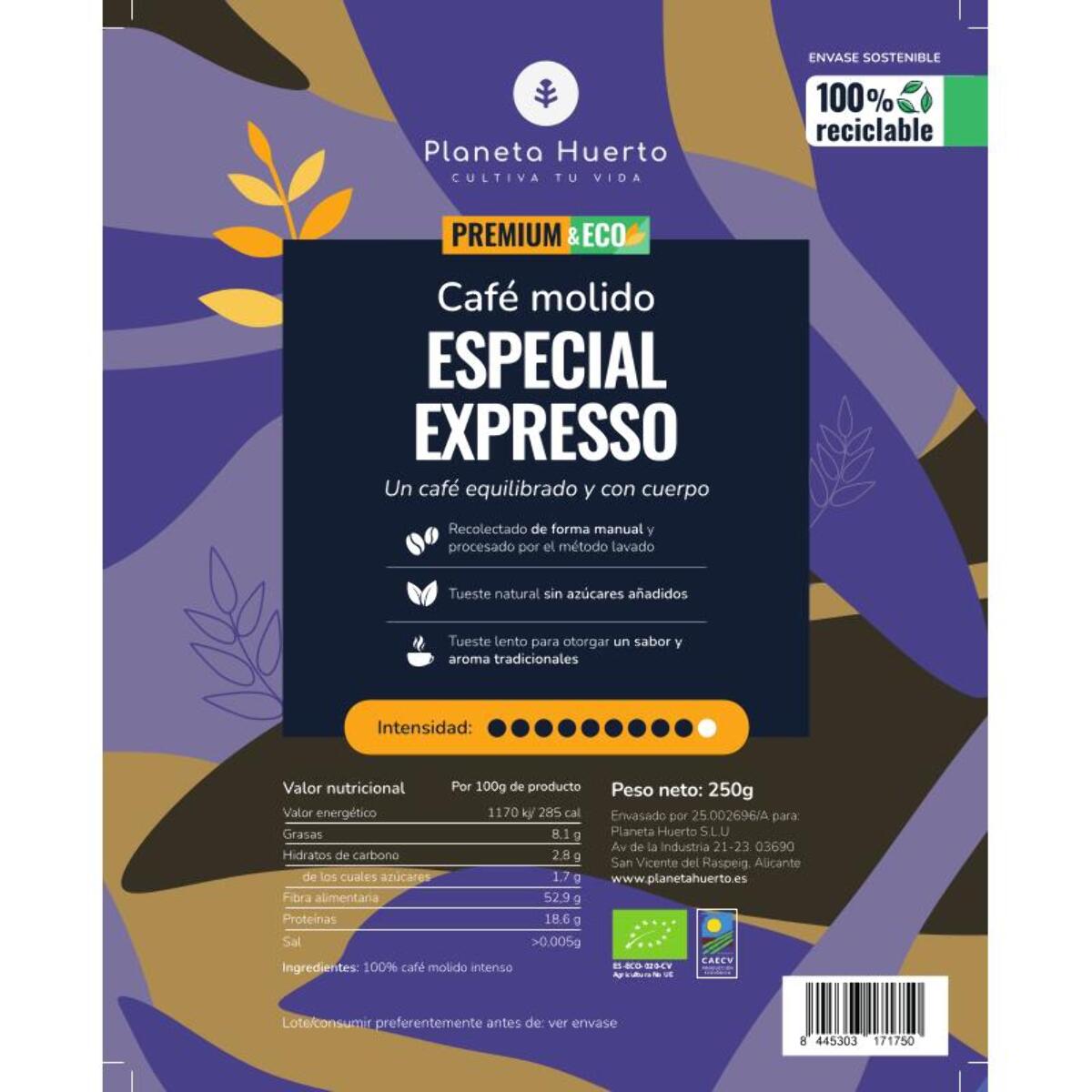 Café molido Eco especial Expresso Planeta Huerto 250 g