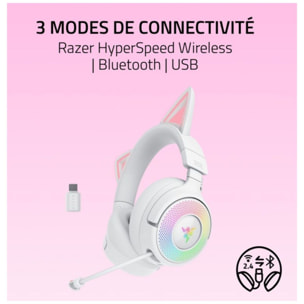 Casque gamer RAZER KRAKEN KITTY V3 PRO BLANC