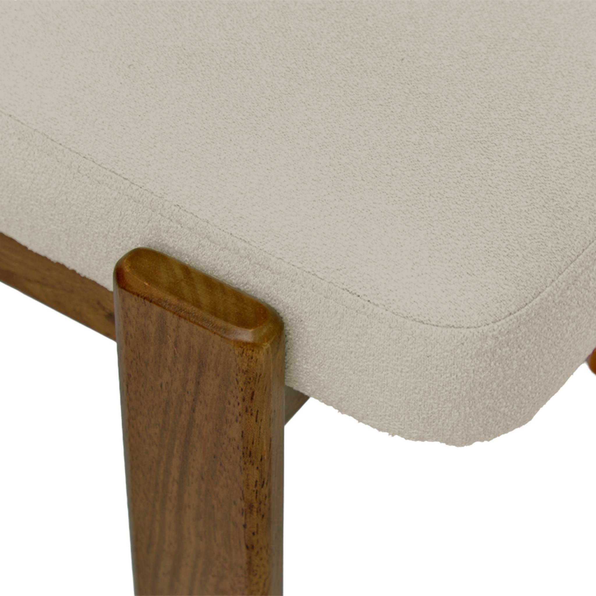 Banc, bout de lit bois d'hévéa teinte noyer et tissu texturé NOMA