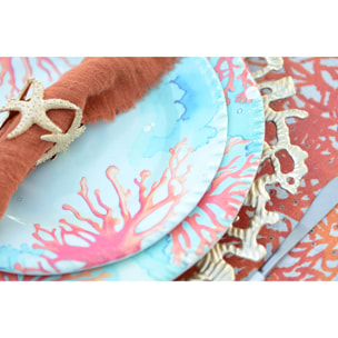 Lot de 6 Dessous d'assiette corail doré