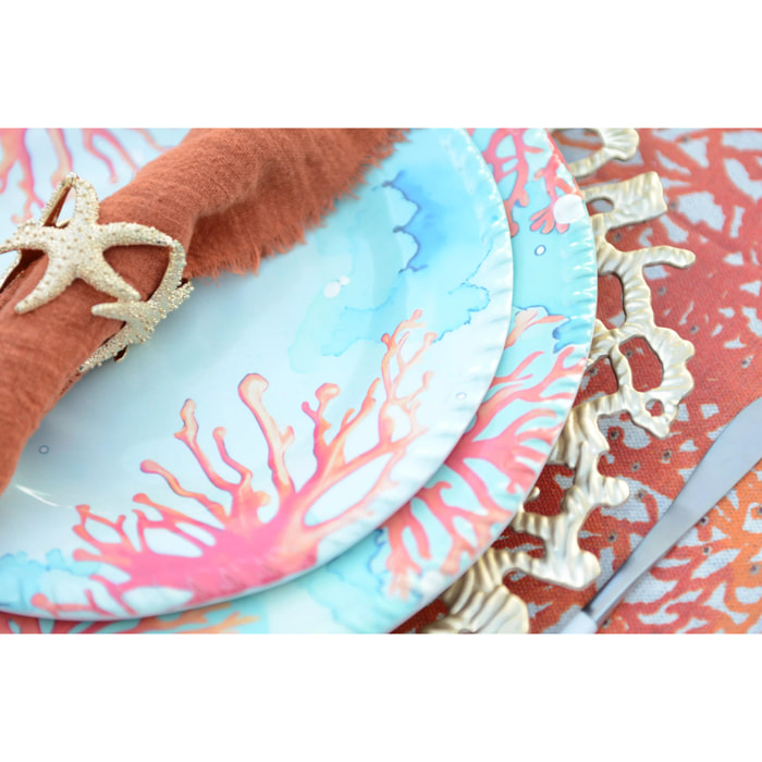 Lot de 6 Dessous d'assiette corail doré