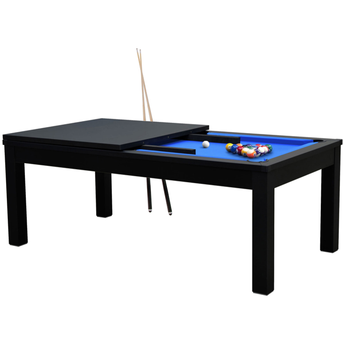 Table de Billard Eddie convertible noire tapis bleu