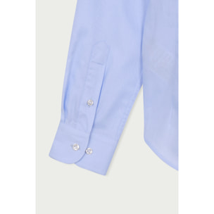 Camicia Uomo 1 Bottone Italiano Slim Oxford unito Celeste