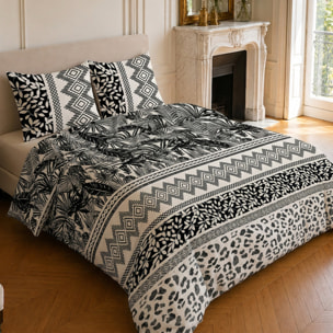 Parure housse de couette 100% microfibre motif géométrique - LAVANE