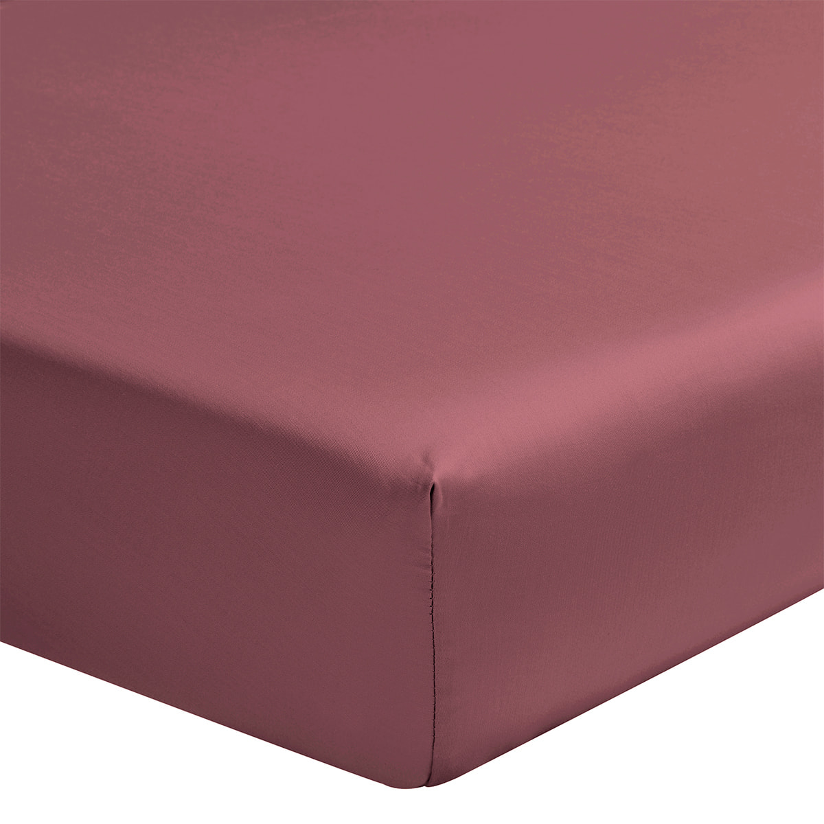 Drap housse uni en satin de coton bio, bonnet de 40cm, TEOPHILE, Rouge Cosmos