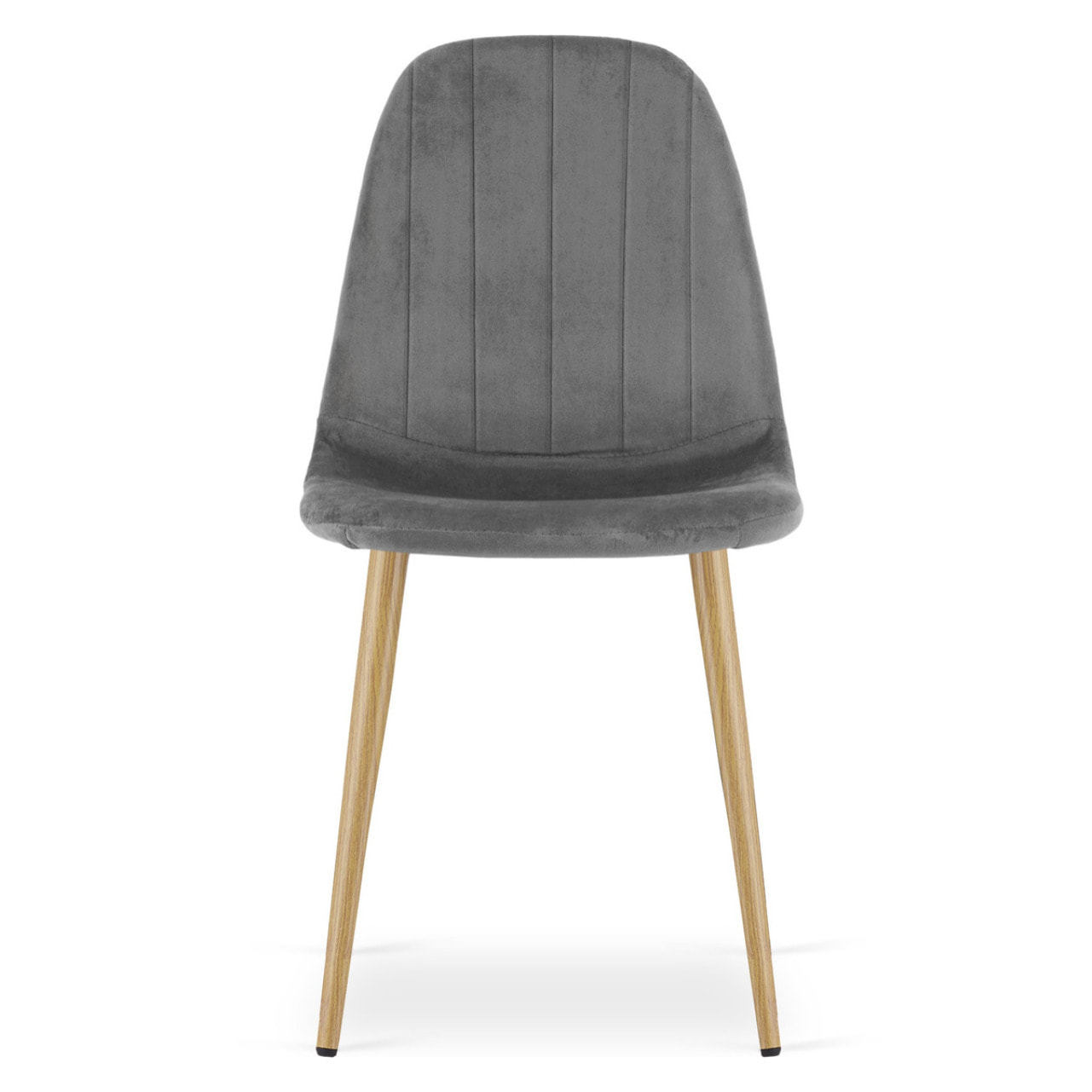 Sedia Padva in velluto grigio scuro con gambe effetto rovere