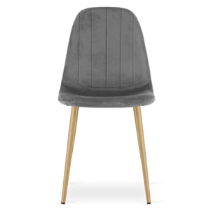Sedia Padva in velluto grigio scuro con gambe effetto rovere