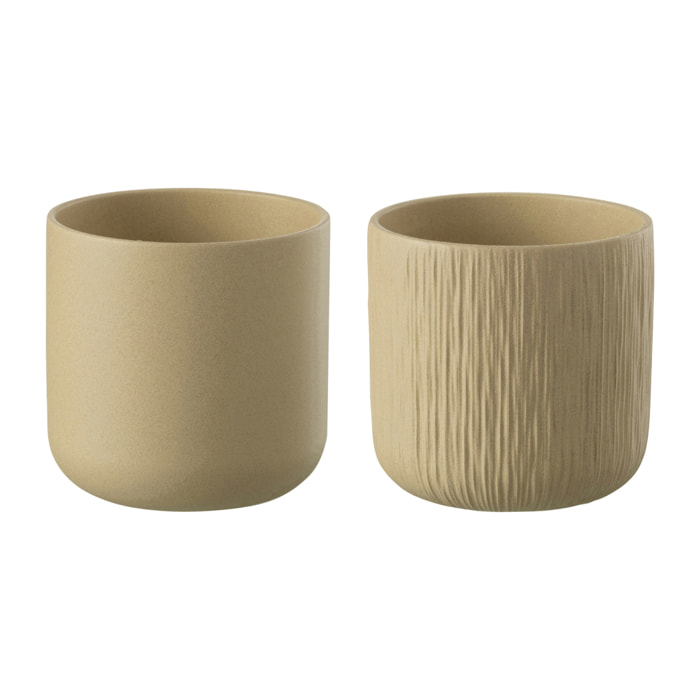 J-Line cache-pot Gen - céramique - beige - large - 2 pièces - Ø 18.5 cm
