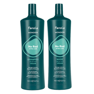 FANOLA Kit Wonder No Red Shampoo 1000ml + Mask 1000ml