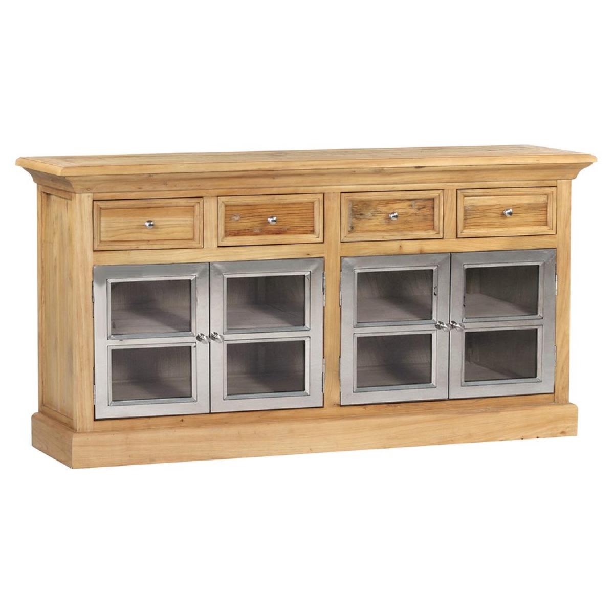 Credenza buffet in legno di olmo, 4 ante e 4 cassetti 170x45x87 cm