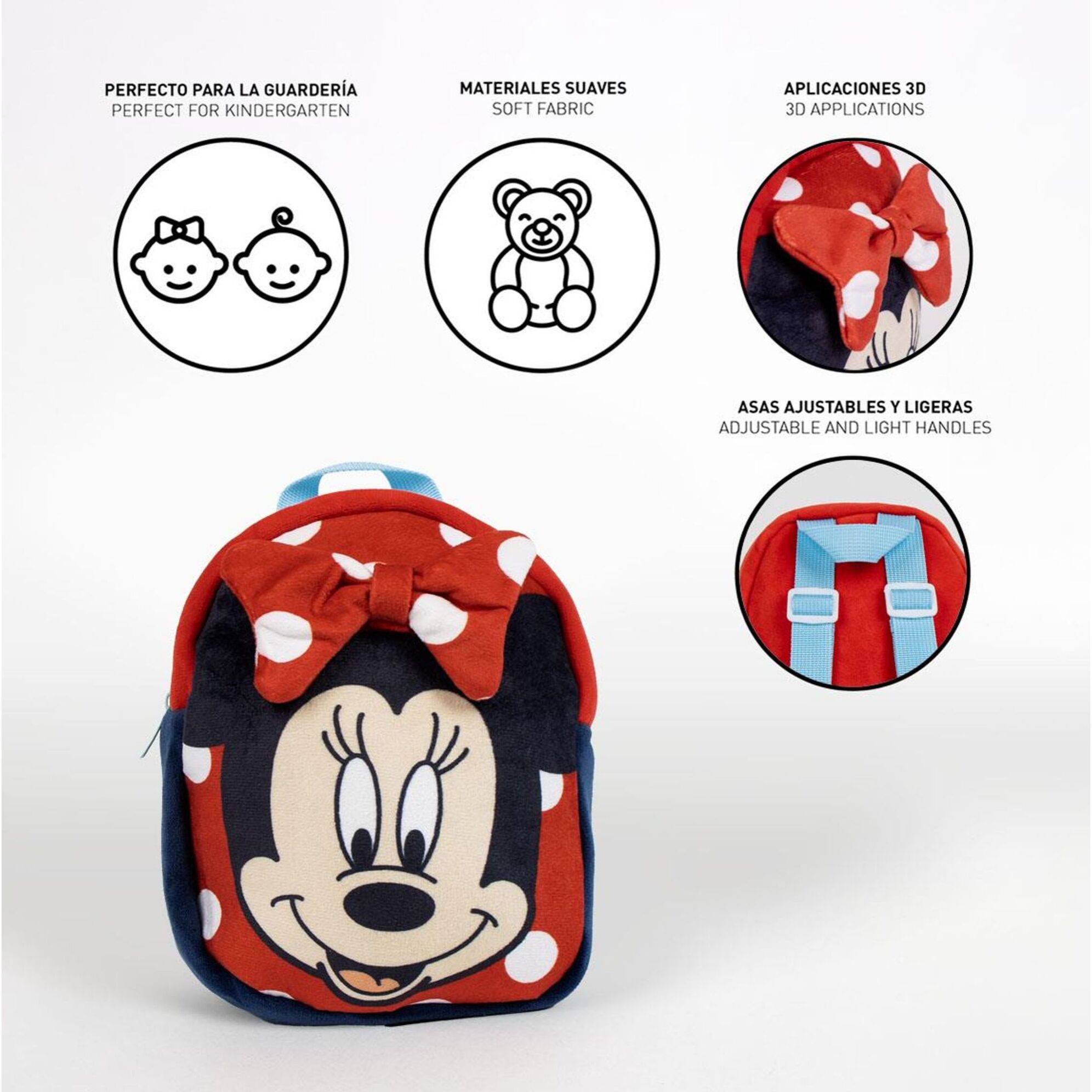 Mochila Guarderia De Peluche Minnie 18.0 X 22.0 X 8.0 Cm