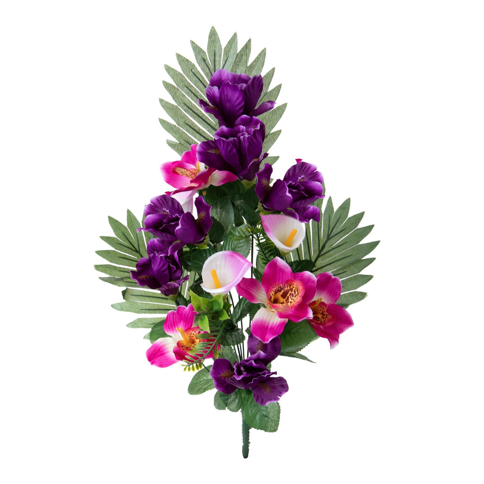 Frontale Iris/Calle 52 Cm - Pezzi 4 - 17X52X16cm - Colore: Viola - Bianchi Dino - Fiori Artificiali