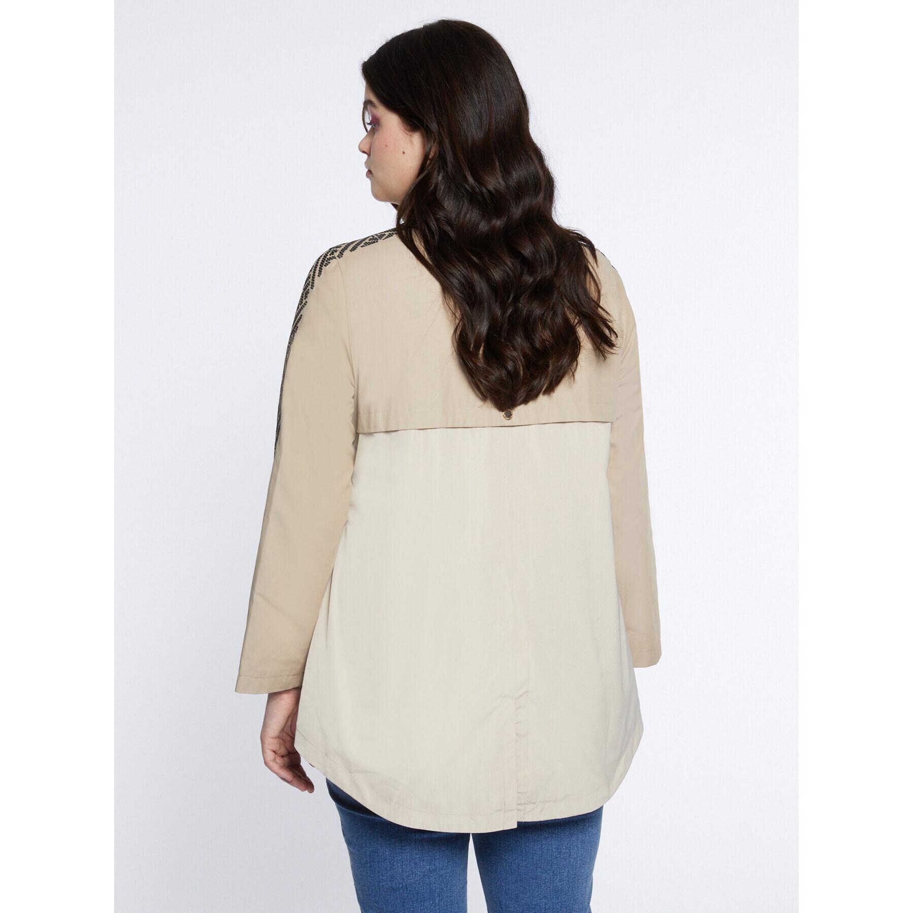 Fiorella Rubino - Parka leggero con ricamo etnico - Beige