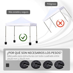 Conjunto 4 Pesos Para Gazebo Rellena Agua Φ20x4.5cm Negro