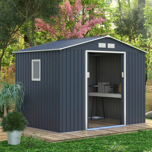 Abri de jardin métal anthracite 4,83 m² + kit d'ancrage