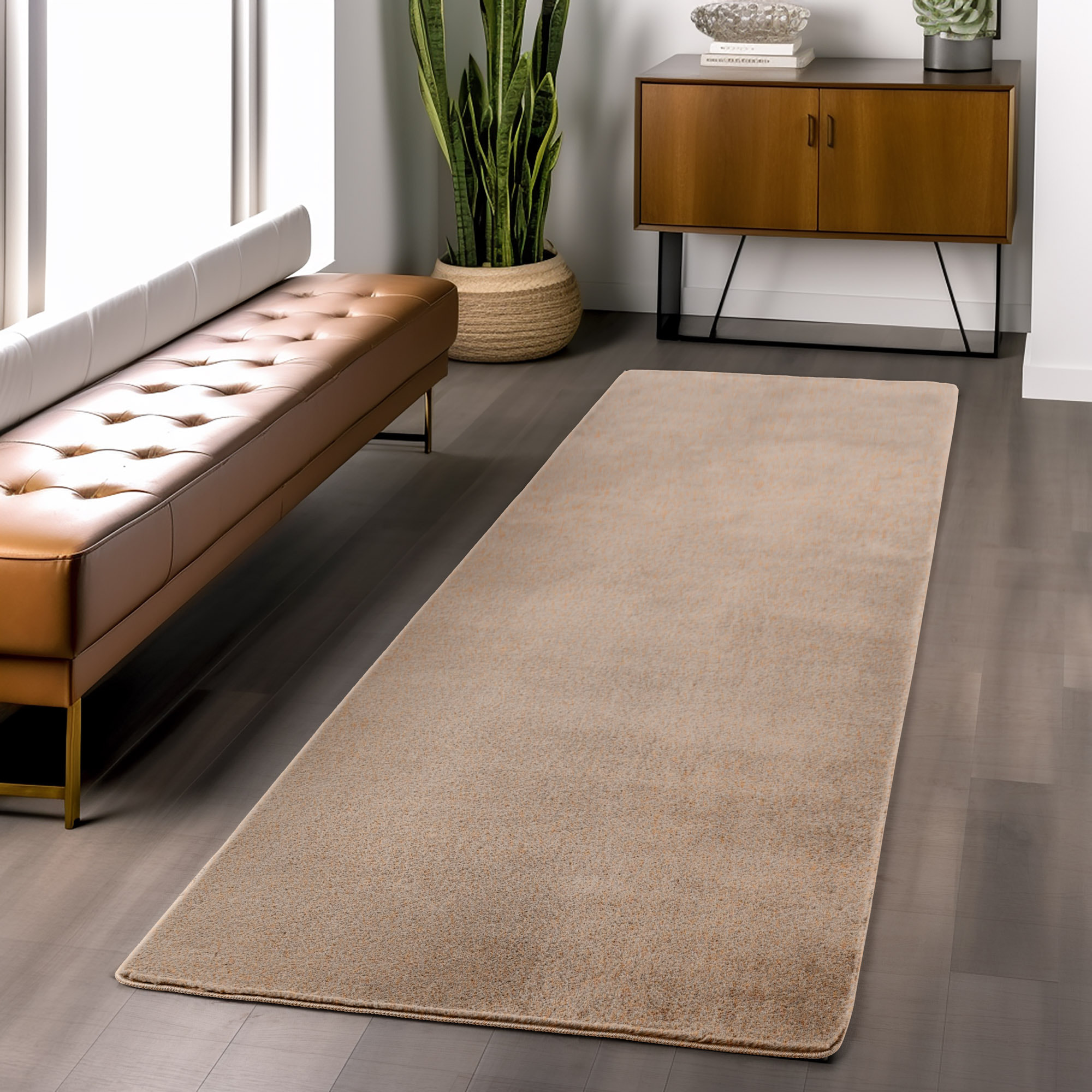 ALBA - Tapis doux beige à poils courts