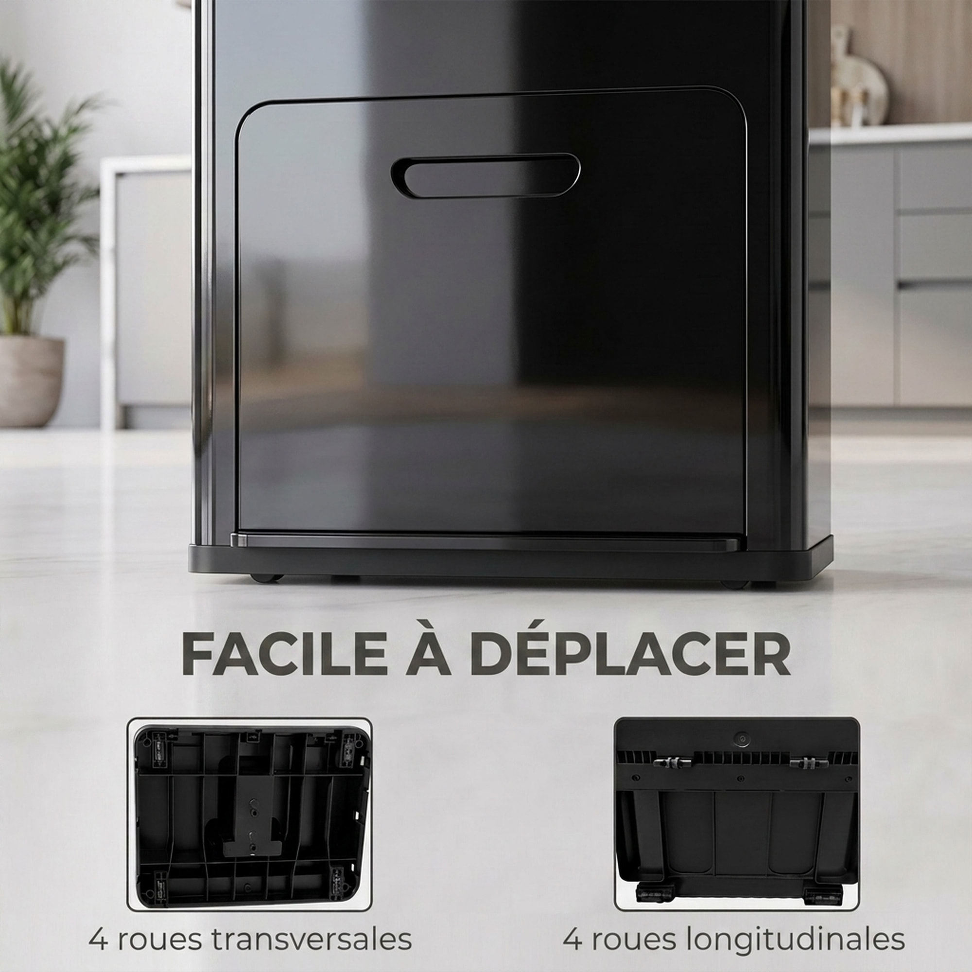 Poubelle de cuisine 2 x 18L + 20L - poubelle à pédale 3 compartiments seaux amovibles filtre anti-odeur - acier inox. noir