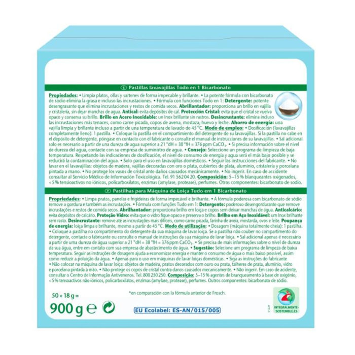 Pack 10x Lavavajillas Máquina Pastillas Soda Frosch 50 uds (Formato Familiar)