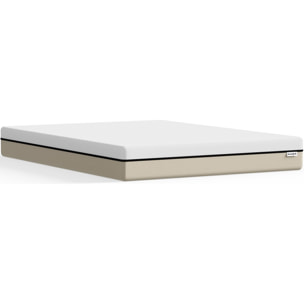 Lit en bois et cannage + Matelas Hybride - LEONIE & SPRING ELITE