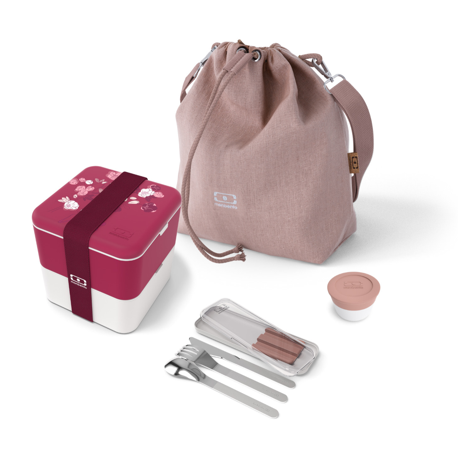 Set repas lunch box 2 étages 1,7L + sac de transport + couverts