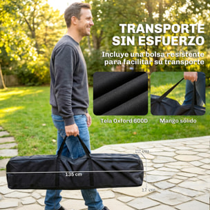 Soporte para Hamaca Plegable, Largo 290 cm, Soporte para Hamaca Portátil de Acero, Longitud Ajustable, con Bolsa de Transporte, Carga 120 kg, Negro