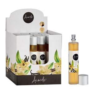 Pack 12 ambientadores de spray de 100ml con aroma a vainilla.