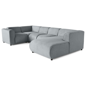 Suaro - Canapé modulable panoramique d'angle gauche 7 places en tissu texturé - Gris