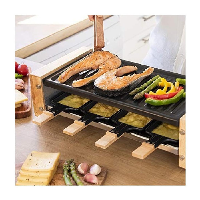 Cecotec Raclette en bois Cheese&Grill 8200 Wood Black. 1200 W, Surface de gril,