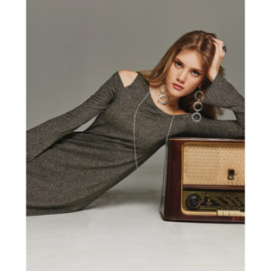 Vestido largo de punto con brillo