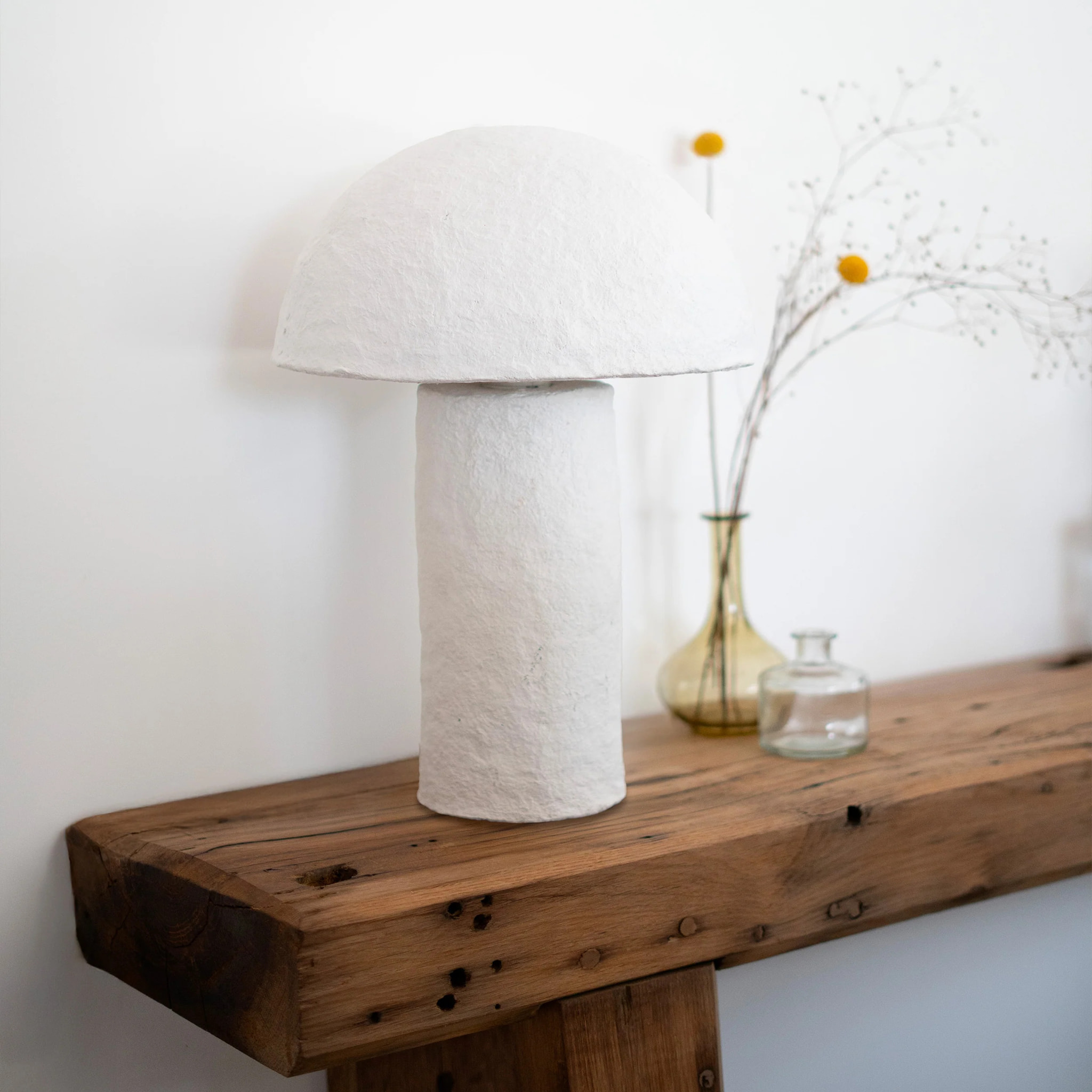 Lampe champignon en papier blanc - Poesia