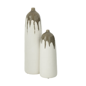 J-Line Vase Olea Bouteille Vert Olive/Blanc Large