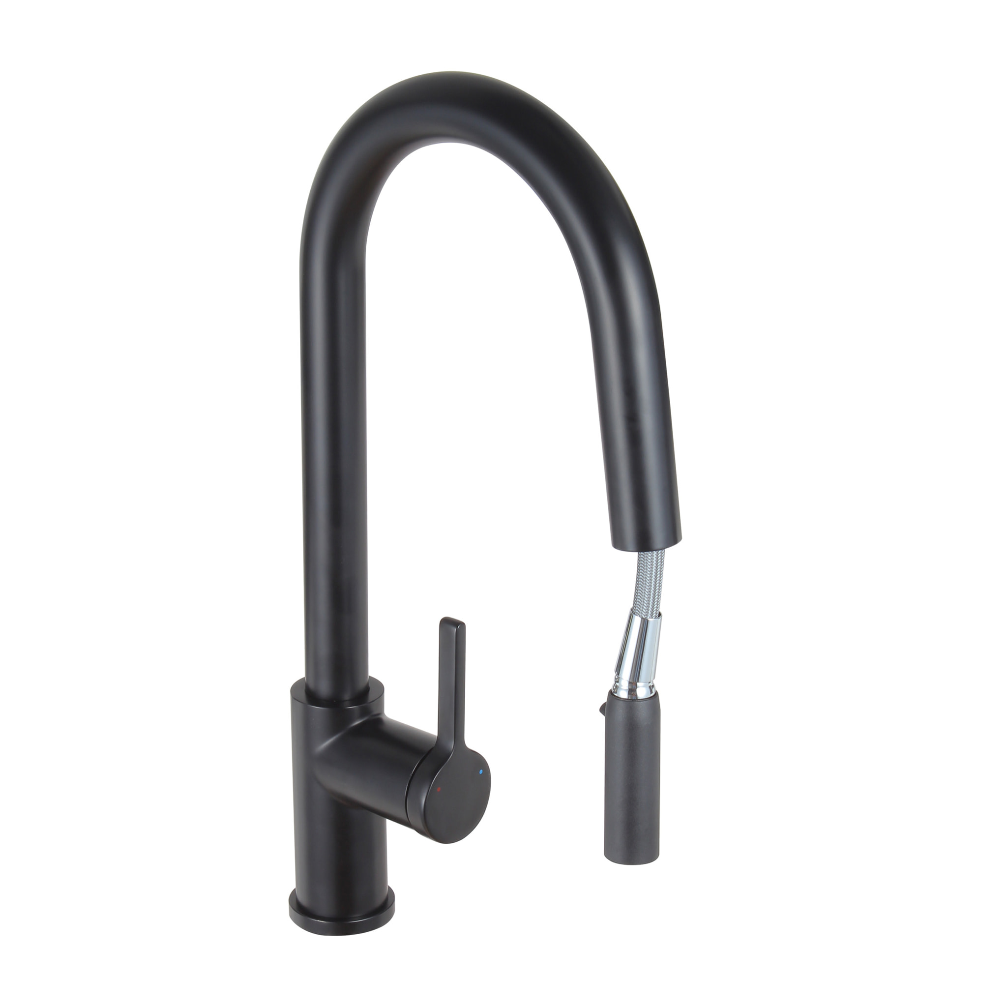 Timeless mitigeur d'évier à levier en acier inoxydable avec douchette extractible, monotrou, noir mat (TMLKF285BM)