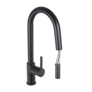 Timeless mitigeur d'évier à levier en acier inoxydable avec douchette extractible, monotrou, noir mat (TMLKF285BM)