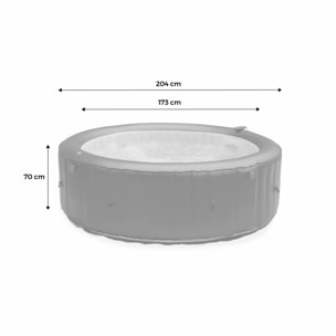 Spa MSPA gonflable rond – CARLTON 6  - Spa gonflable 6 personnes rond 205 cm. PVC. pompe. chauffage. gonfleur. hydrojets de massage. 2 cartouches filtrantes. bâche et télécommande de contrôle