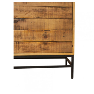 Bar en bois de pin recyclé métal noir L140cm - INDUS