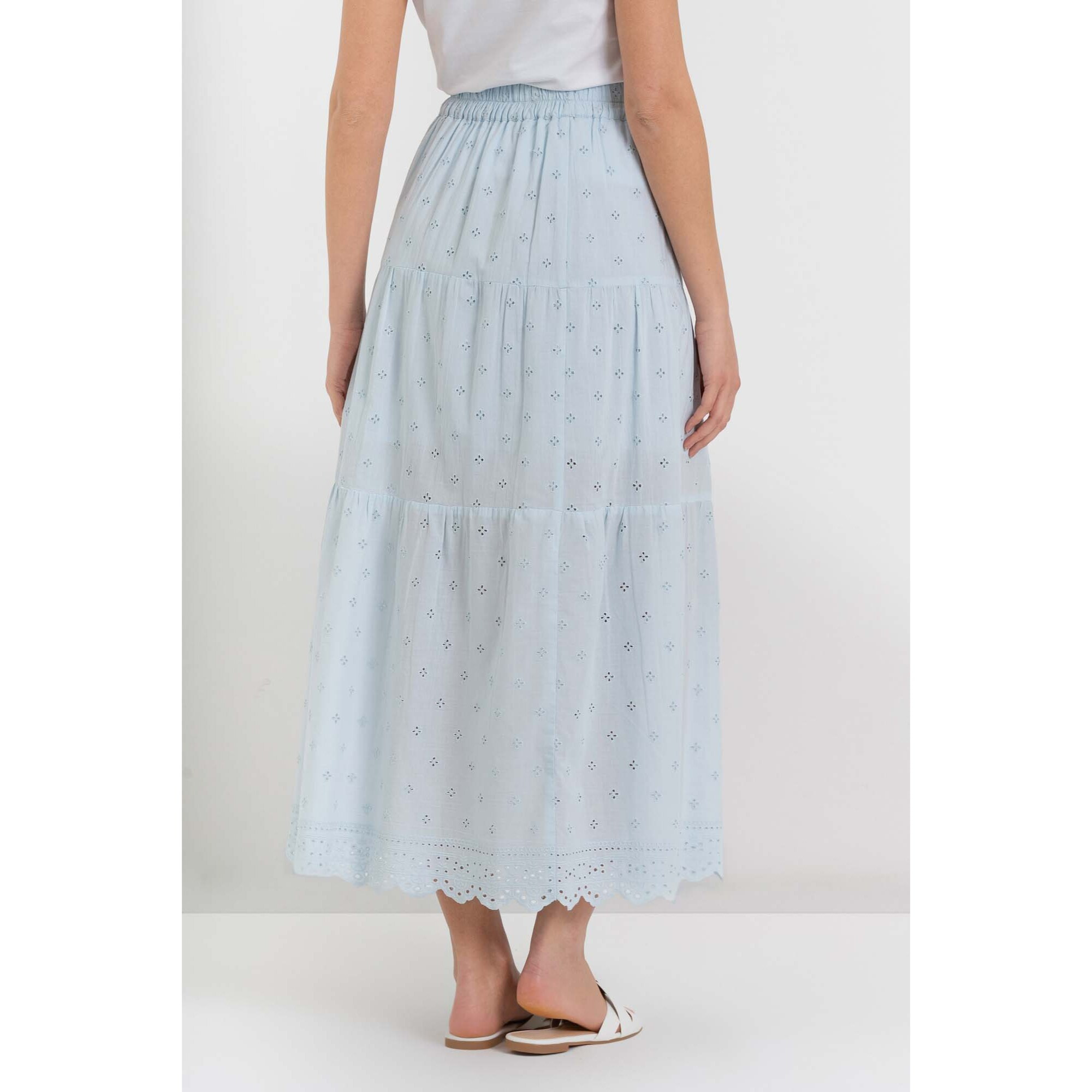 Kocca - Gonna lunga a balze da donna in cotone con ricamo floreale Donna