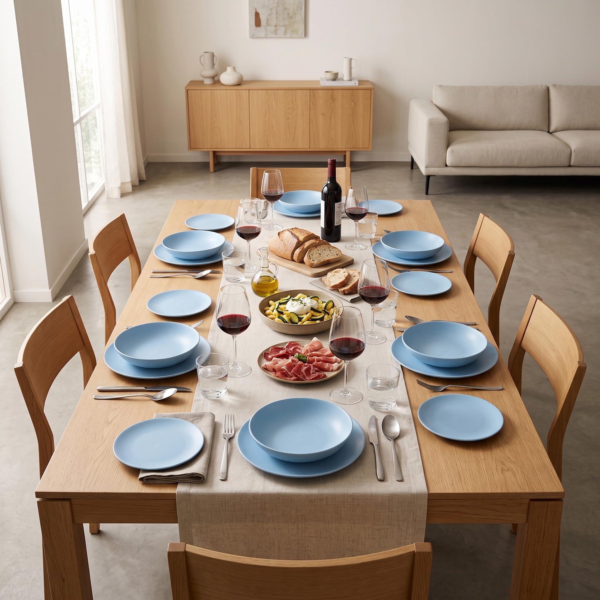 Servizio piatti 18 pezzi in ceramica - AZZURRO