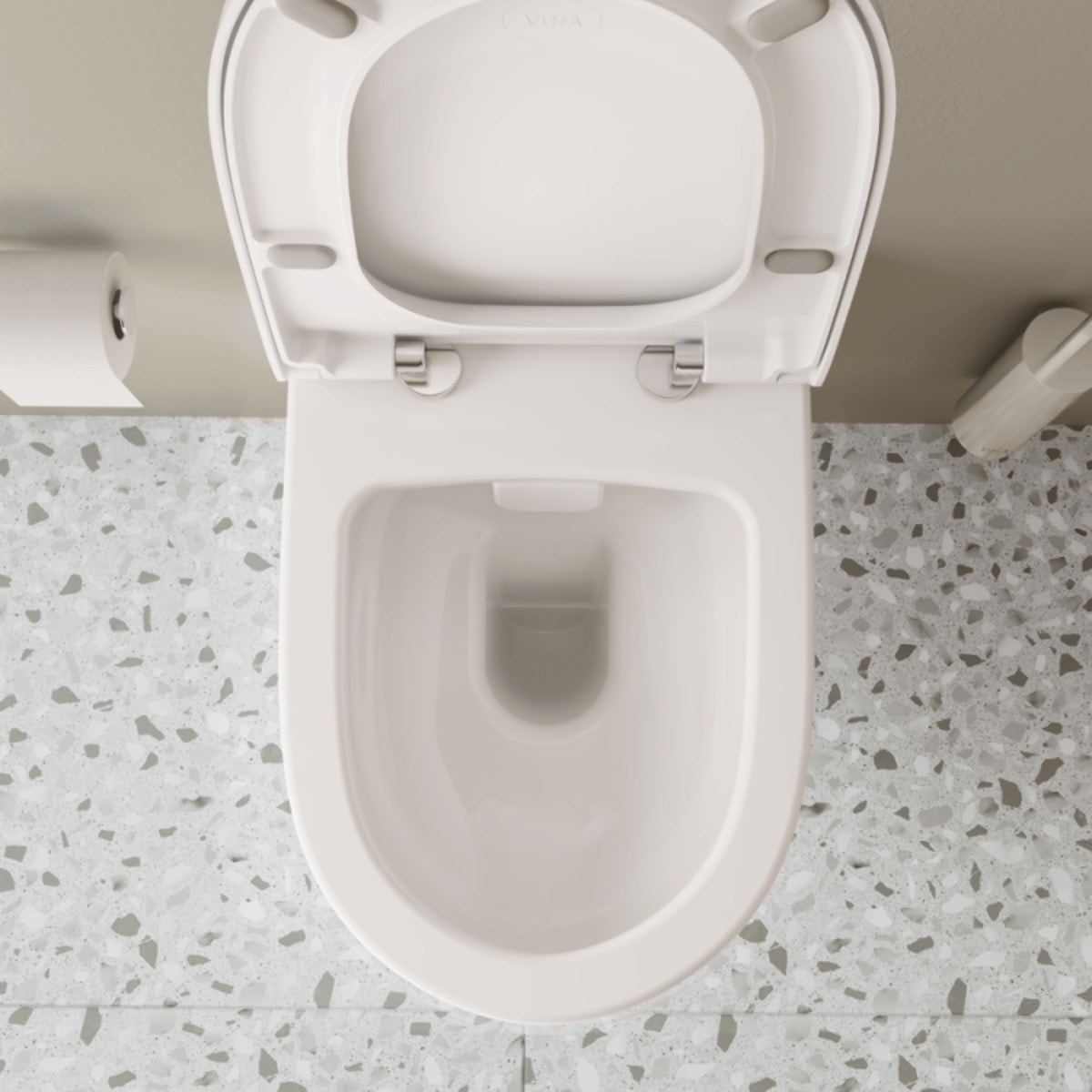 Pack WC suspendu VITRA Sento blanc mat + bâti autoportant V-Fix Core + Plaque Round or brossé