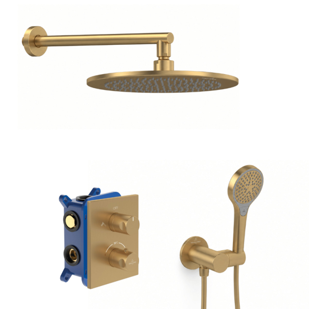 Colonne de douche encastrée VILLEROY & BOCH Universal Shower avec douchette 3 jets or brossé