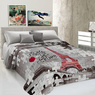 Copriletto di cotone stampa digitale parigi matrimoniale