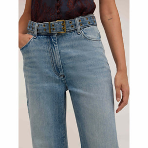 Motivi - Jeans palazzo washed con cinturón con tachuelas - Light - blue